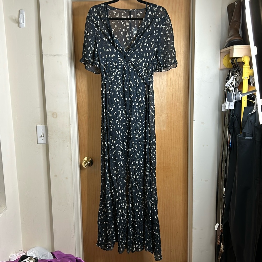 Rag & Bone Navy Sheer Floral Maxi Dress SHELL ONLY - size 4 - Picture 2 of 4